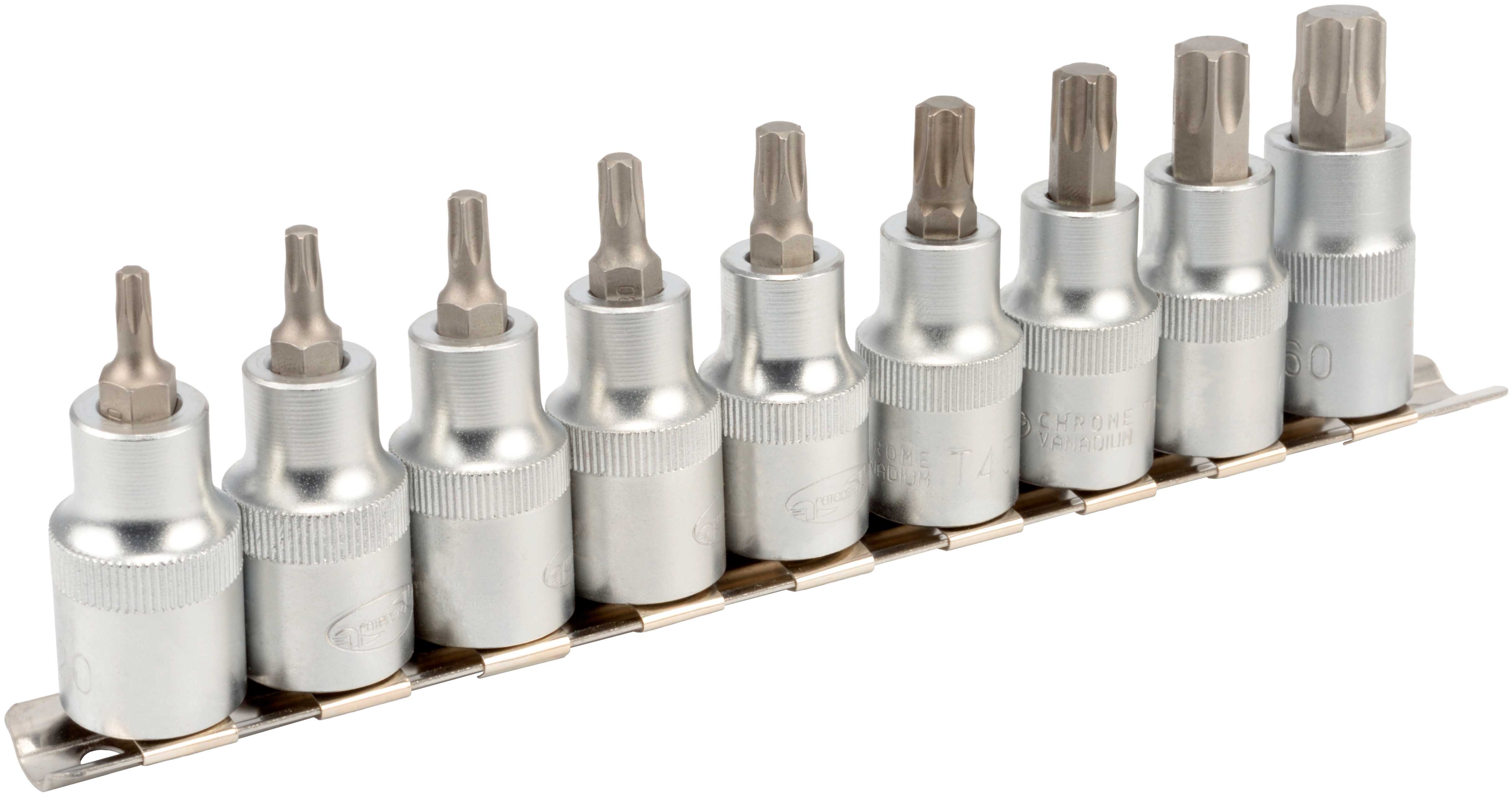 Набор головок вставка torx т20-т60 (dr1/2 , 9пр, планка) - АвтоДело 39835