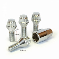 Болт колеса секр. m12*1,25*24 Хром Конус с выступом, 5 луч., 1 кл. - Вектор 372093H1