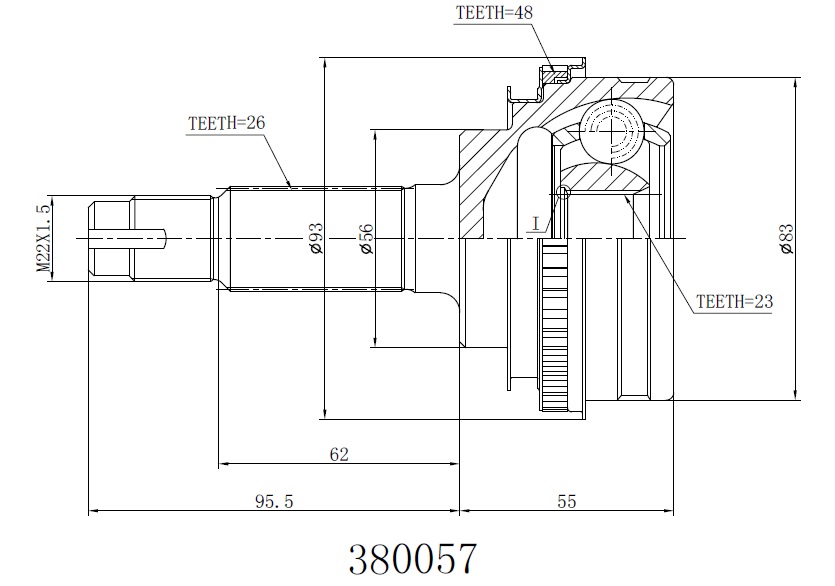 Шрус внешний 26/23 ABS 48 | перед лев | - INKO 380057