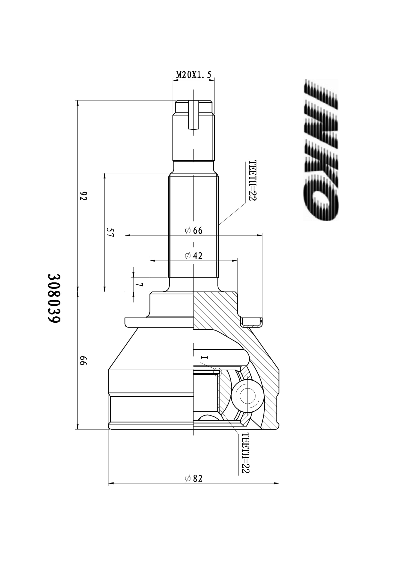 Шрус внешний 22/22 - INKO 308039