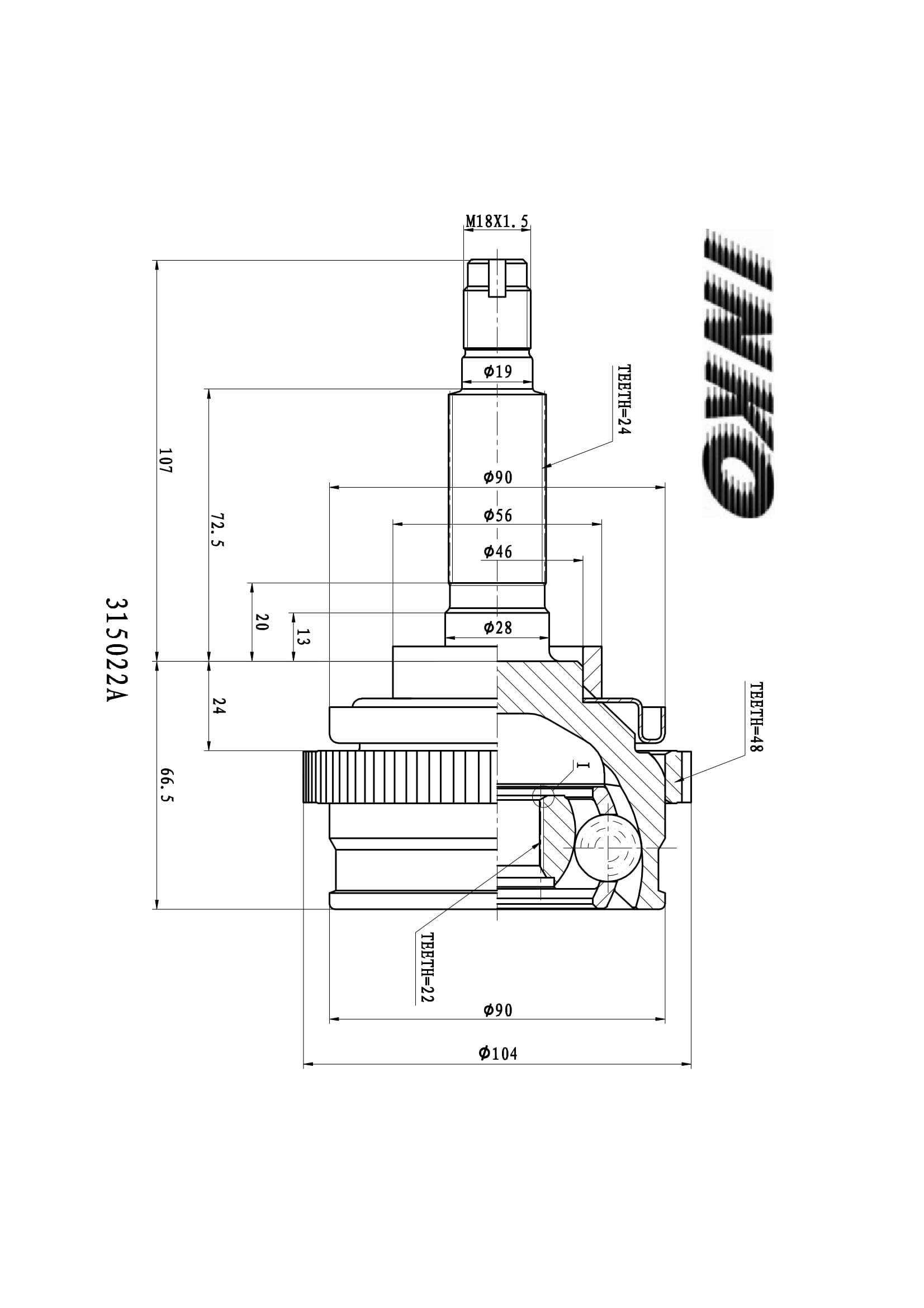 Mr980133 шрус наружный. Inko 315022 шрус наружный. Шрус внешний 24/22 Inko 315022.