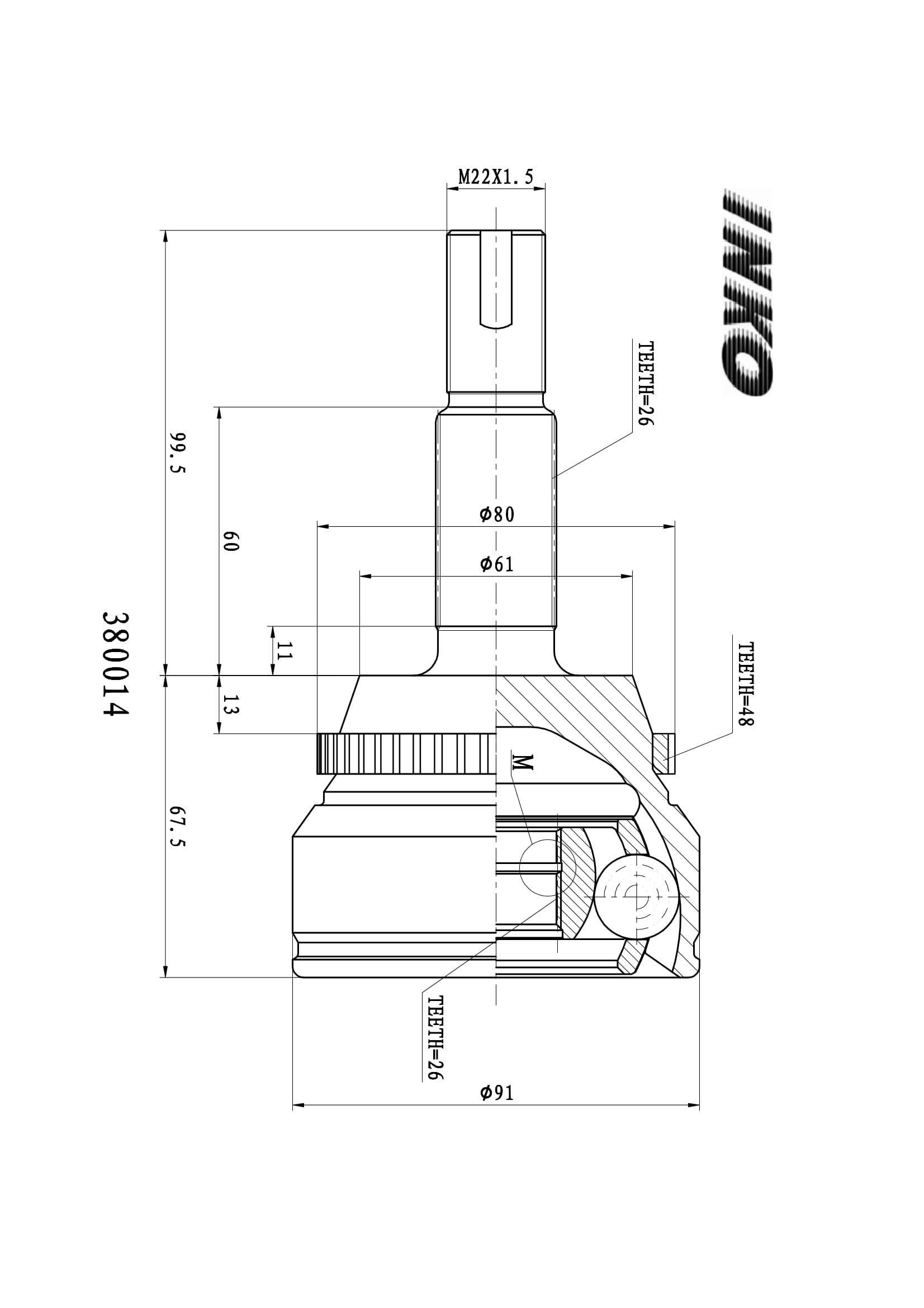 Шрус внешний 26/26 ABS 48 - INKO 380014
