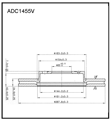 Диск тормозной вентилируемый | зад | - Allied Nippon ADC1455V