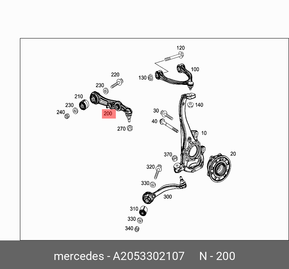Сайлентблок рычага подвески | перед лев | - Mercedes A 205 330 21 07