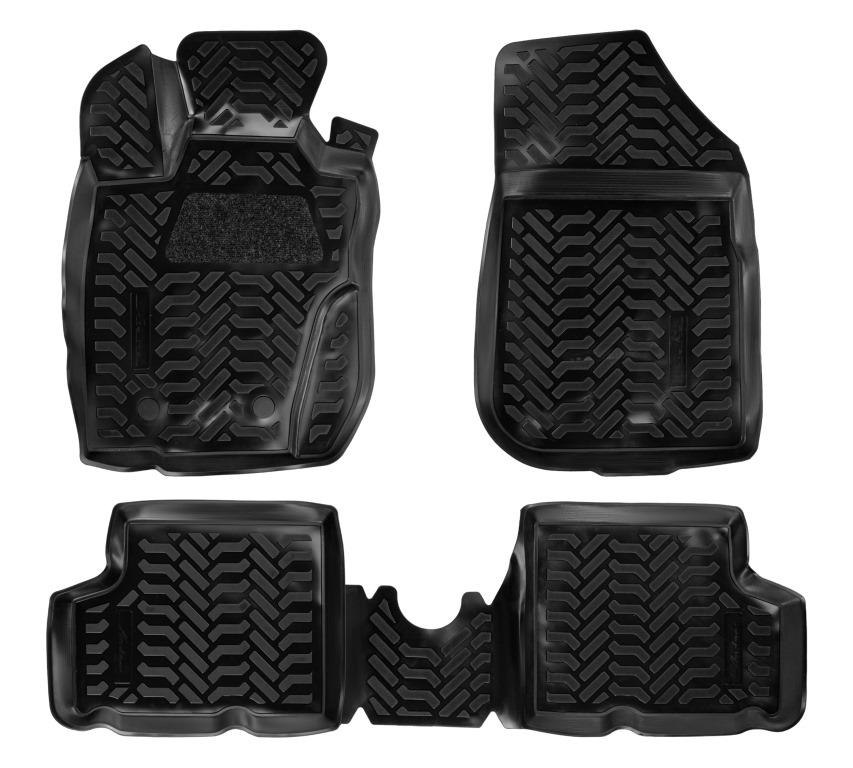 Ковры в салон (3D с подпят.) для Renault Duster 4WD (11-15) компл. 4 шт., (крепеж), выс. борт, полимер., черн. - AIRLINE ACM-PS-54