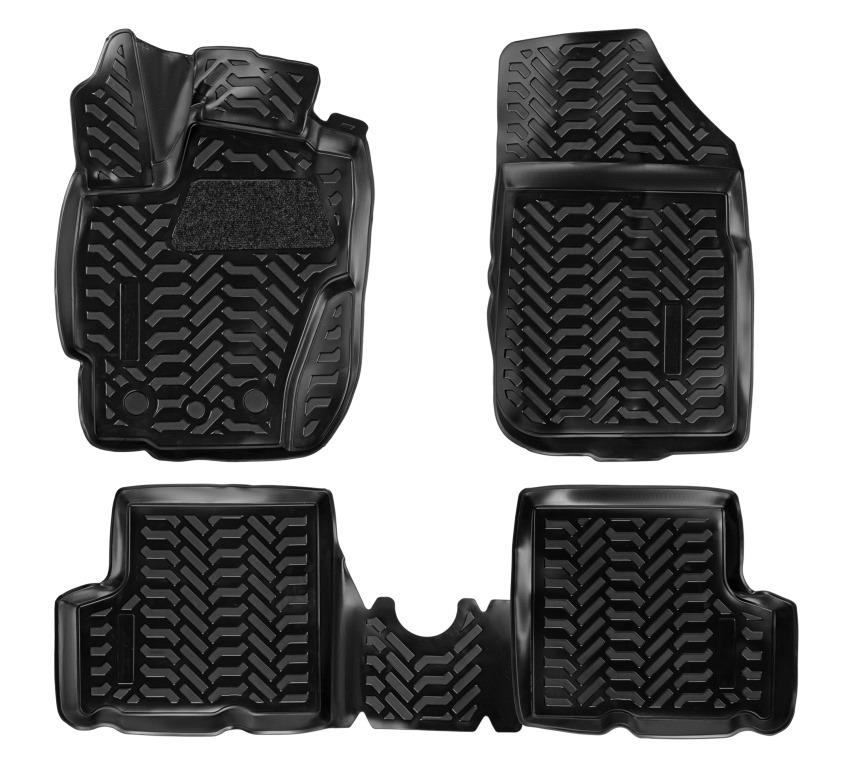 Ковры в салон (3D с подпят.) для Renault Duster (рест.)/Kaptur 4WD (15-) компл. 4 шт., (крепеж), выс. борт, полимер., черн. - AIRLINE ACM-PS-55