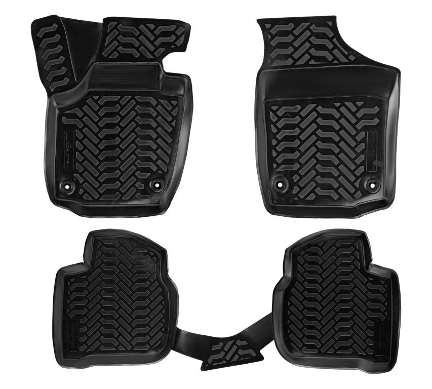 Ковры в салон (3d) для Skoda Rapid (13-) компл. 4 шт., (крепеж), выс. борт, полимер., черн. - AIRLINE ACM-PS-61