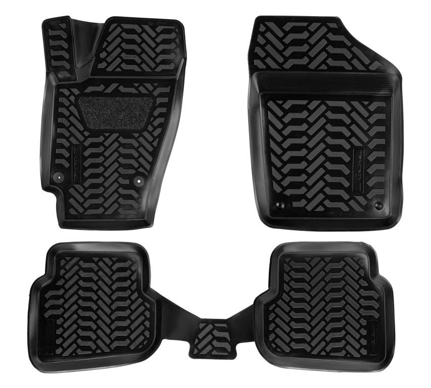 Ковры в салон (3D с подпят.) для VW Polo SD (10-) компл. 4 шт., (крепеж), выс. борт, полимер., черн. - AIRLINE ACM-PS-73