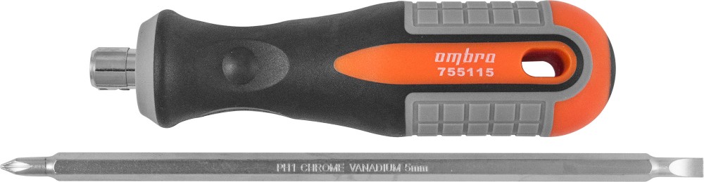 Отвертка стержневая двусторонняя round grip, РН1,SL5x150 мм - Ombra 755115