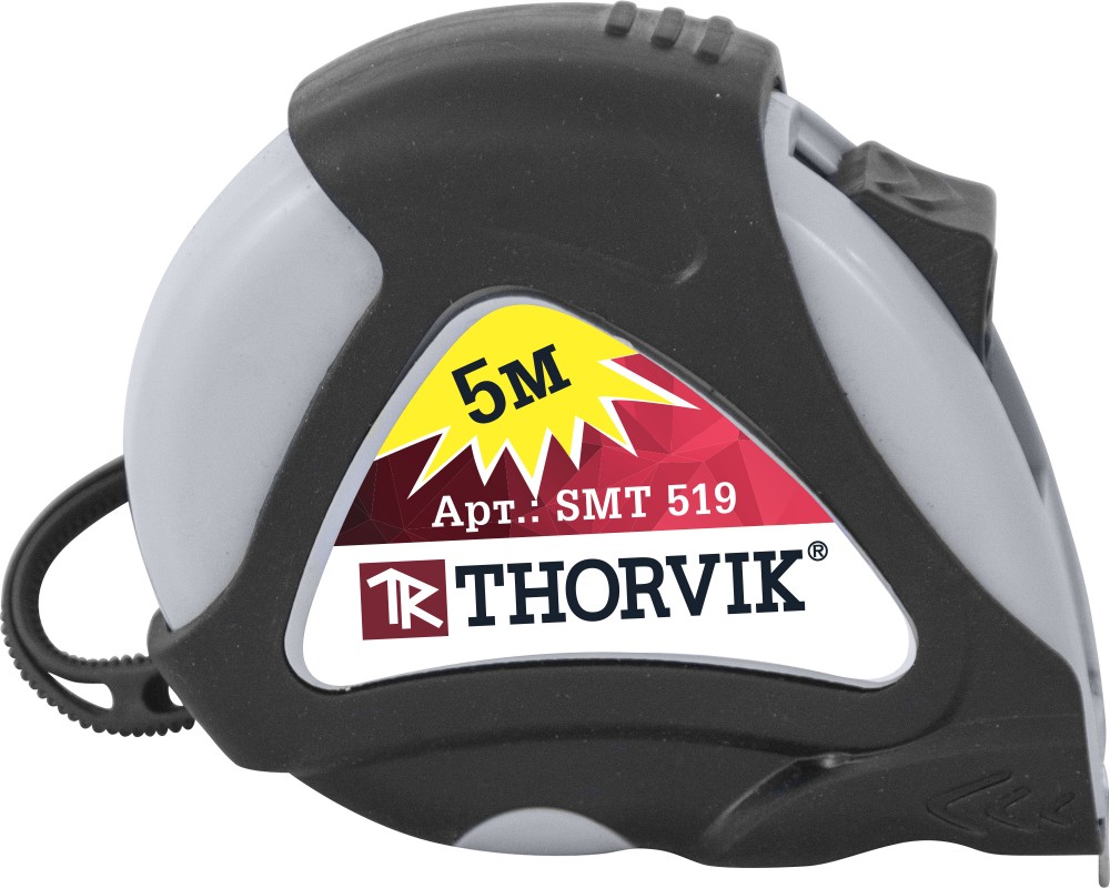 Рулетка в обрезиненном корпусе, 5 м - Thorvik SMT519