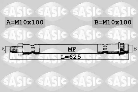 Sаsшланг торм. зад.! l=625  renault master iii 2.3dci 10> | лев | - Sasic 6604023
