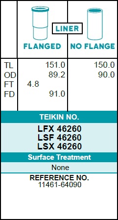 Гильза блока цилиндров (4шт/упак) - Teikin LFX46260