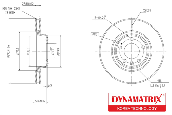 Диск тормозной | перед | - DYNAMATRIX DBD330