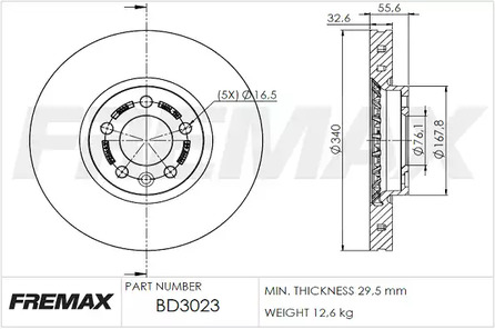 Тормозной диск | перед | - FREMAX BD-3023