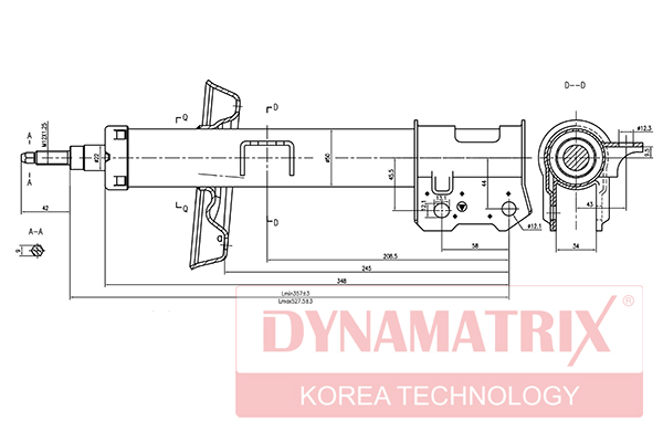 Амортизатор подвески газонаполненный | перед лев | DYNAMATRIX                DSA334949