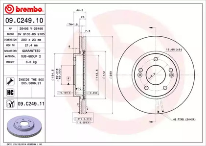 Диск тормозной UV Coated | перед | - Brembo 09.C249.11