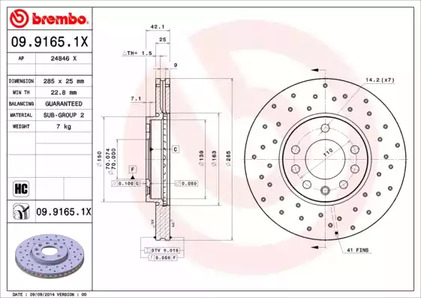 Тормозной диск | перед | - Brembo 09.9165.1X