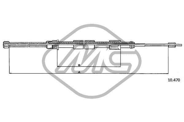 Трос ручника C15 ALL (…ch 7664) dx/sx-rh/lh | зад | - Metalcaucho 80313