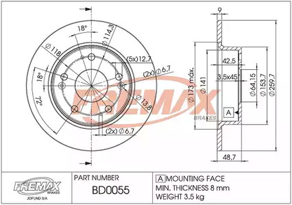 Тормозной диск | зад | - FREMAX BD-0055