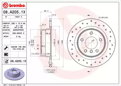 Диск тормозной Xtra | зад | - Brembo 08.A205.1X