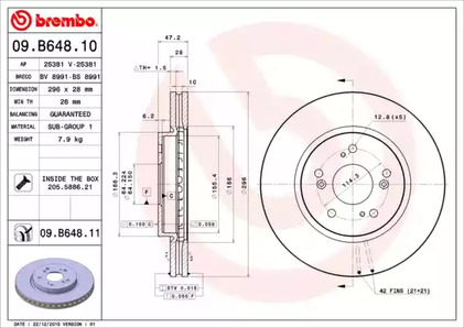 Снят с производства Диск тормозной Standard | перед | - Brembo 09.B648.11