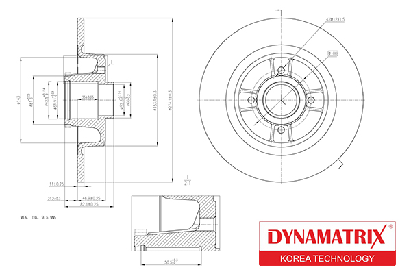 Диск тормозной с подшипником и кольцом ABS | зад | - DYNAMATRIX DBD1641