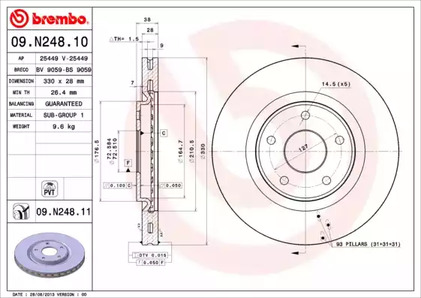 Диск тормозной UV Coated | перед | - Brembo 09.N248.11