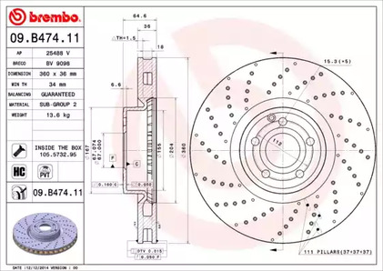 Диск тормозной UV Coated | перед | - Brembo 09.B474.11