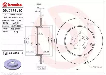 Диск тормозной UV Coated | зад | - Brembo 09.C178.11