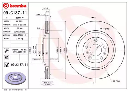 Тормозной диск | зад | - Brembo 09.C137.11