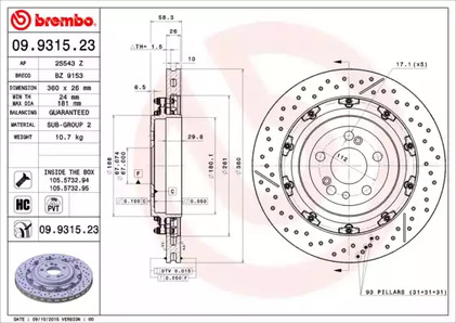Тормозной диск | зад | - Brembo 09.9315.23