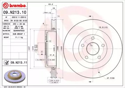 Диск тормозной UV Coated | зад | - Brembo 09.N213.11