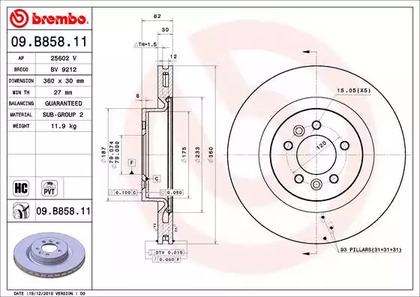 Диск тормозной UV Coated | перед | - Brembo 09.B858.11