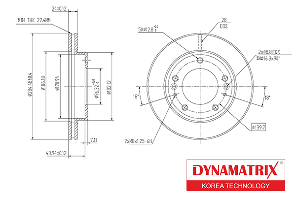 Диск тормозной | перед | - DYNAMATRIX DBD993