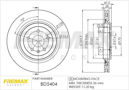 Тормозной диск | зад | - FREMAX BD-5404