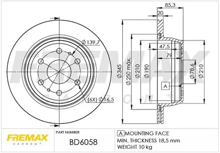 Тормозной диск | зад | - FREMAX BD-6058