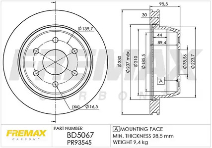 Тормозной диск | зад | - FREMAX BD-5067