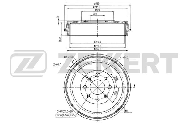 Барабан торм задн fiat punto 199 05- opel corsa d e 06- Zekkert BS-5521 Опель Фиат 4675₽