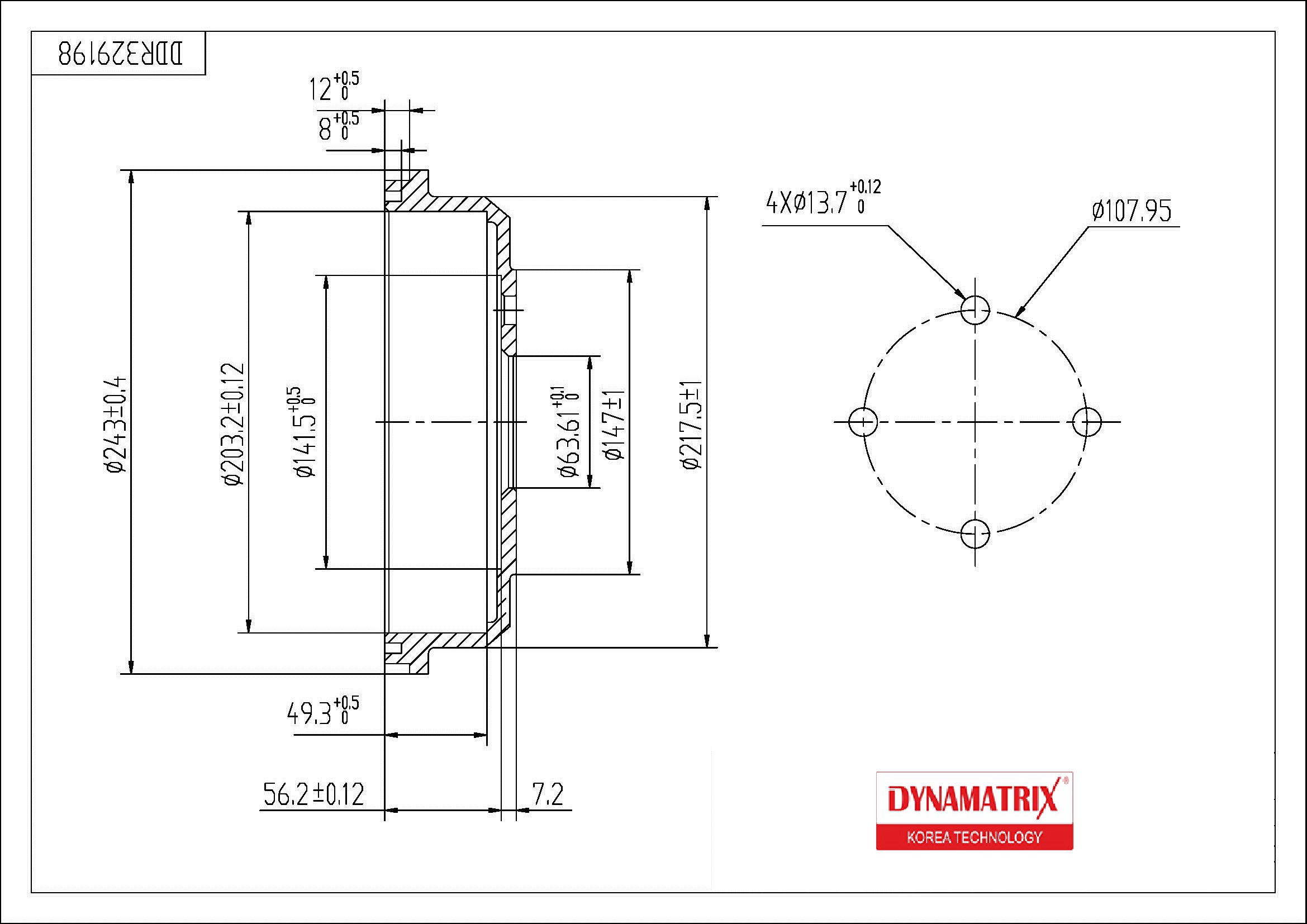 Барабан тормозной | зад | - DYNAMATRIX DDR329198