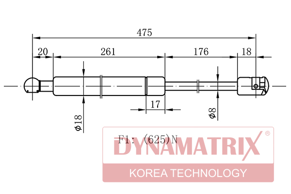 Амортизатор багажника - DYNAMATRIX DGS128345