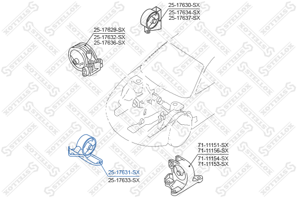 Подушка двигателя передняя Mitsubishi c - Stellox 25-17631-SX