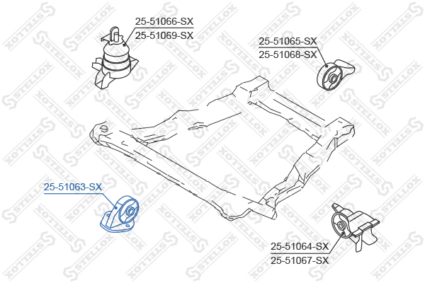 Подушка ДВС пер. Hyundai Santa Fe 00> | перед | - Stellox 25-51063-SX