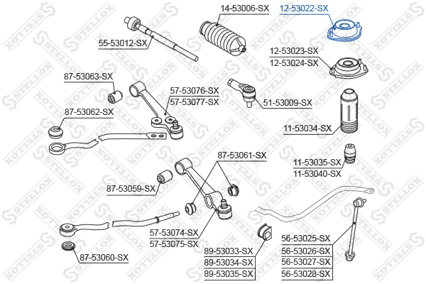 Опора амортизатора пер. KIA Rio 00> VIN | перед прав/лев | - Stellox 12-53022-SX