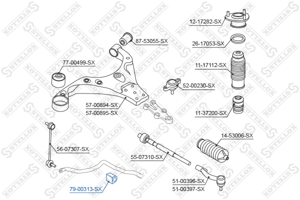 Втулка стабилизатора переднего Hyundai - Stellox 79-00313-SX
