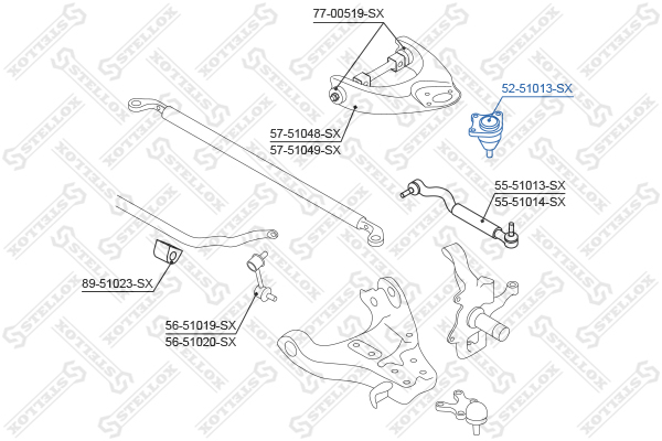 Шар. опора верхн. л.+п. Hyundai Terraca | перед прав/лев | - Stellox 52-51013-SX