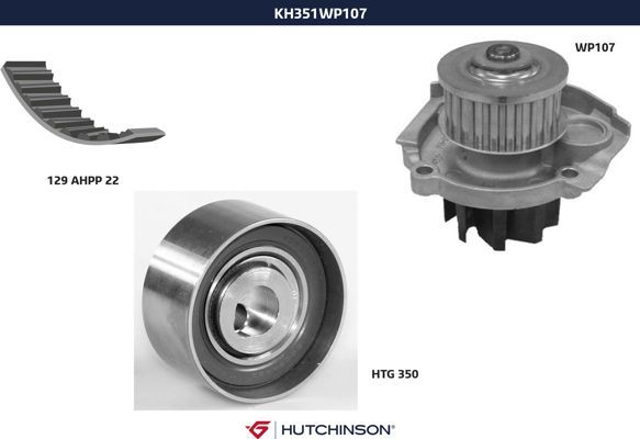 Комплект ремня ГРМ + насос водяной - Hutchinson KH 351WP107