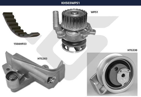 Комплект ремня ГРМ + насос водяной - Hutchinson KH 503WP51