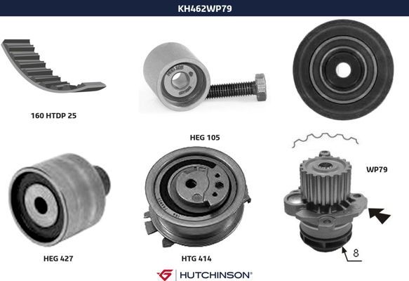 Комплект ремня ГРМ + насос водяной - Hutchinson KH 462WP79