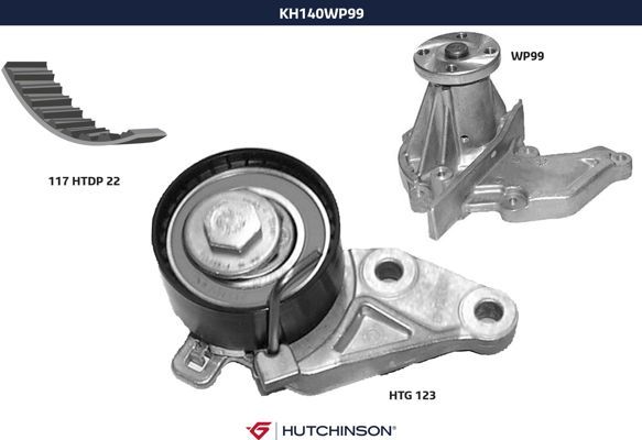 Комплект ремня ГРМ + насос водяной - Hutchinson KH 140WP99