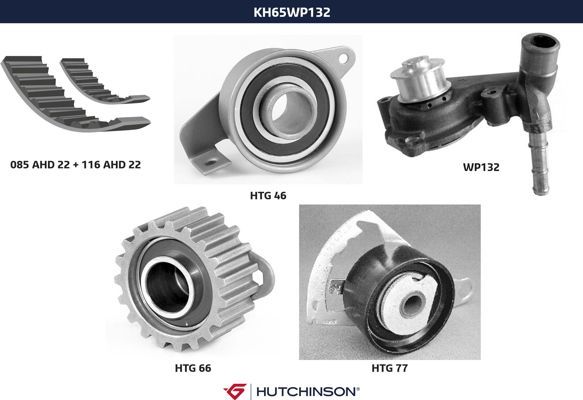 Комплект ремня ГРМ + насос водяной - Hutchinson KH 65WP132